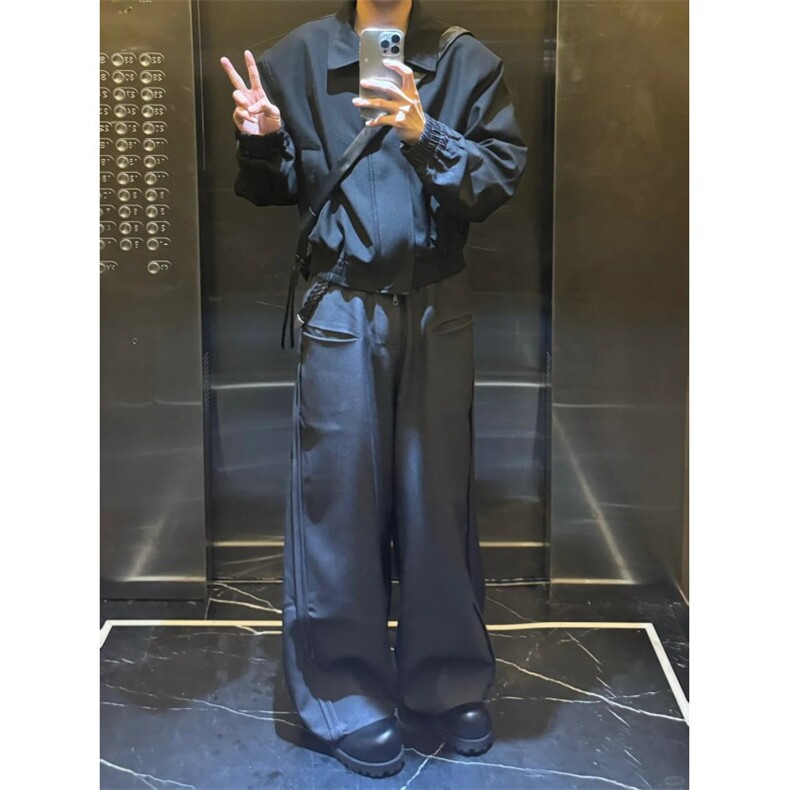 【网图】cleanfit简约短款垫肩夹克高级感boxy翻领外套XZ-255-P75,男装夹克,星座1007（原301D）