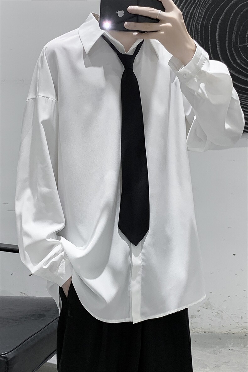 现货纯色宽松长袖衬衫男送领带KD221-P40,男装衬衫,电商D312-1