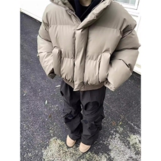 现货5W件冬季三防重磅硬挺boxy短款羽绒立领PU皮棉衣外套加厚棉服，男装棉衣，电商A486