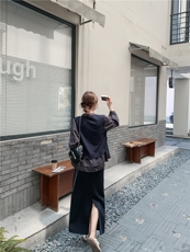 设计感假两件格子上衣套装女2025秋新款韩系休闲显瘦半身裙两件套，女装套装/套裙，2D034