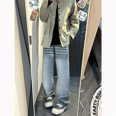 B221美式ins高街暗黑重工艺宽松直筒牛仔裤LK23125-P65控88，男装牛仔裤，电商B221