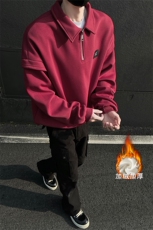 冬季男装2024新款半高领拉链长袖美式高街卫衣常规P65加绒P75，男装卫衣，电商B319
