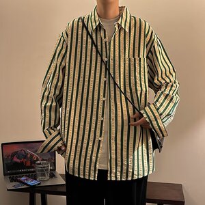 衬衫男韩版潮流长袖条纹痞子帅2026夏季新款ins宽松外套CY218-P49图片