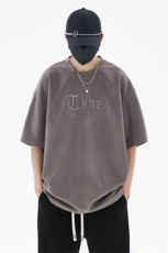 T2311-P32240克麂皮绒短袖T恤大码宽松重磅刺绣男T，男装T恤，星座109