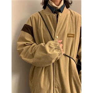 日系复古灯芯绒外套男春秋季潮牌美式vibe高街棒球服夹克Y573-p58图片