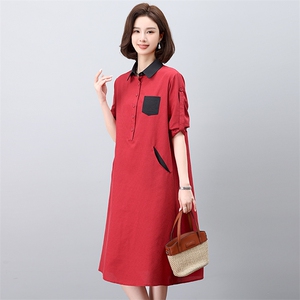 纯棉2025新款洋气遮肚减龄裙子女宽松贵夫人妈妈时髦连衣裙图片