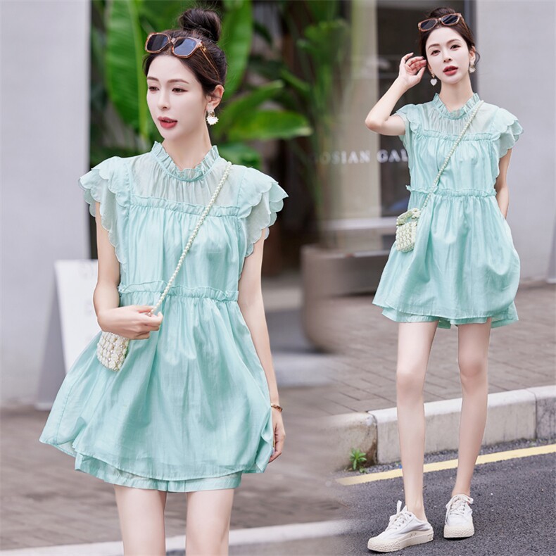 胖小佳佳大码减龄显瘦套装女夏季胖mm小个子娃娃衫上衣短裤两件套，女装套装/套裙，凯瑟曼