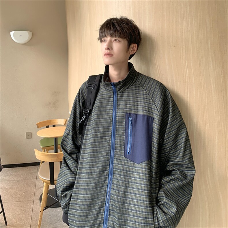 Wt179-P62日系复古宽松型格子夹克,男装夹克,星座1501-1