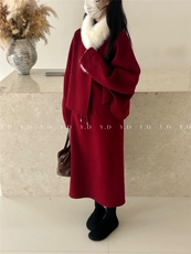 【依嘟】东大门气质小个子羊毛外套+半身裙两件套装(配可拆，女装套装/套裙，依嘟服饰