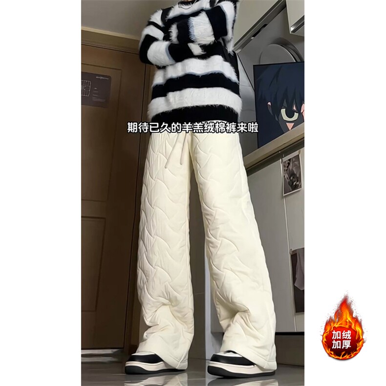 冬季新款菱格锁棉加绒夹棉直筒棉裤外穿防寒男 D7026-TP5578图片