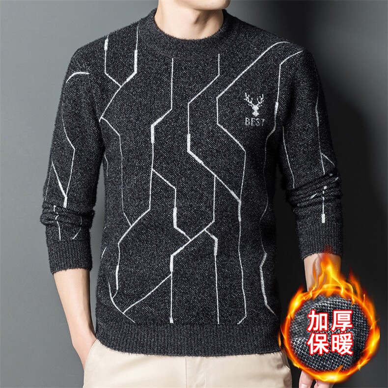 2023年新款男士加绒毛衣P76,男装针织衫/毛衣,电商D223-1