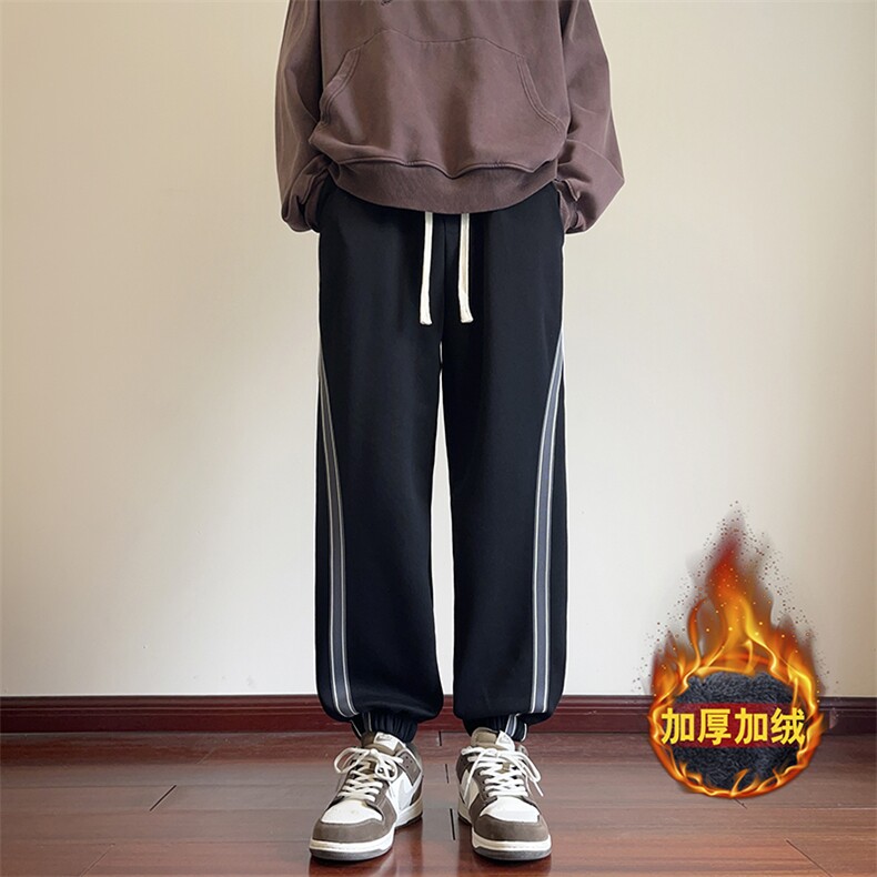 秋冬加绒加厚宽松束脚直筒休闲裤卫裤长裤K878*P55控78,男装休闲裤,星座227-2