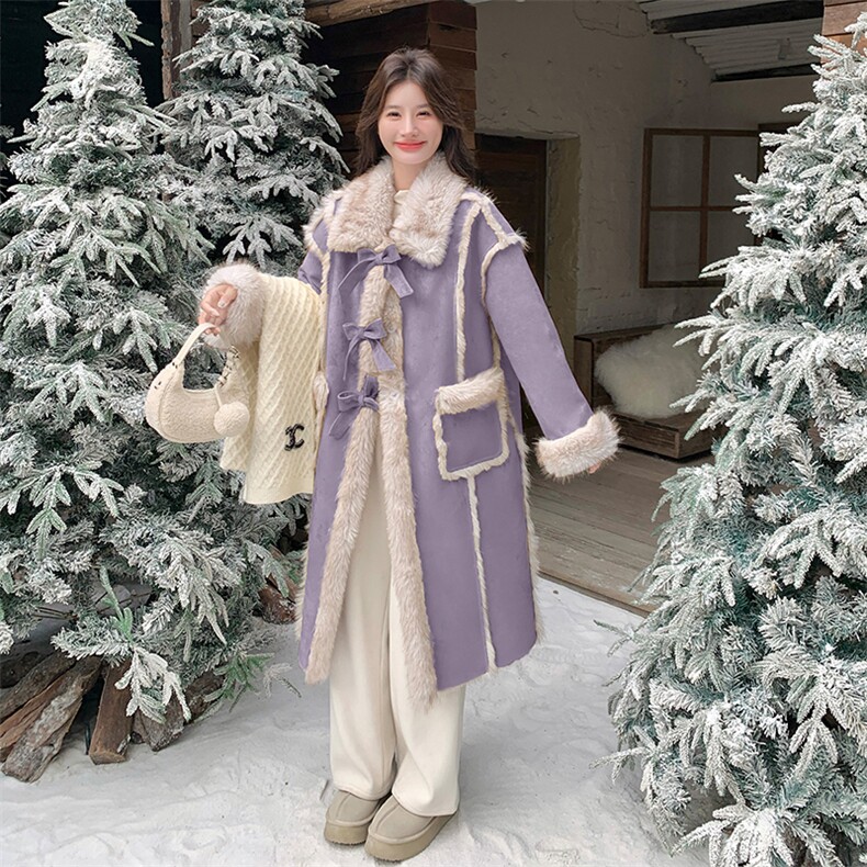 【新款】蝴蝶结皮毛一体外套2C115-2363-P245-K638,女装棉衣/棉服,2C115