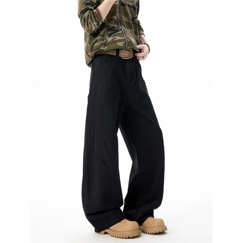 XT095-秋冬高品300g褪洗拼接褶位小弯刀休闲裤(P50X88)8，男装休闲裤，电商C315