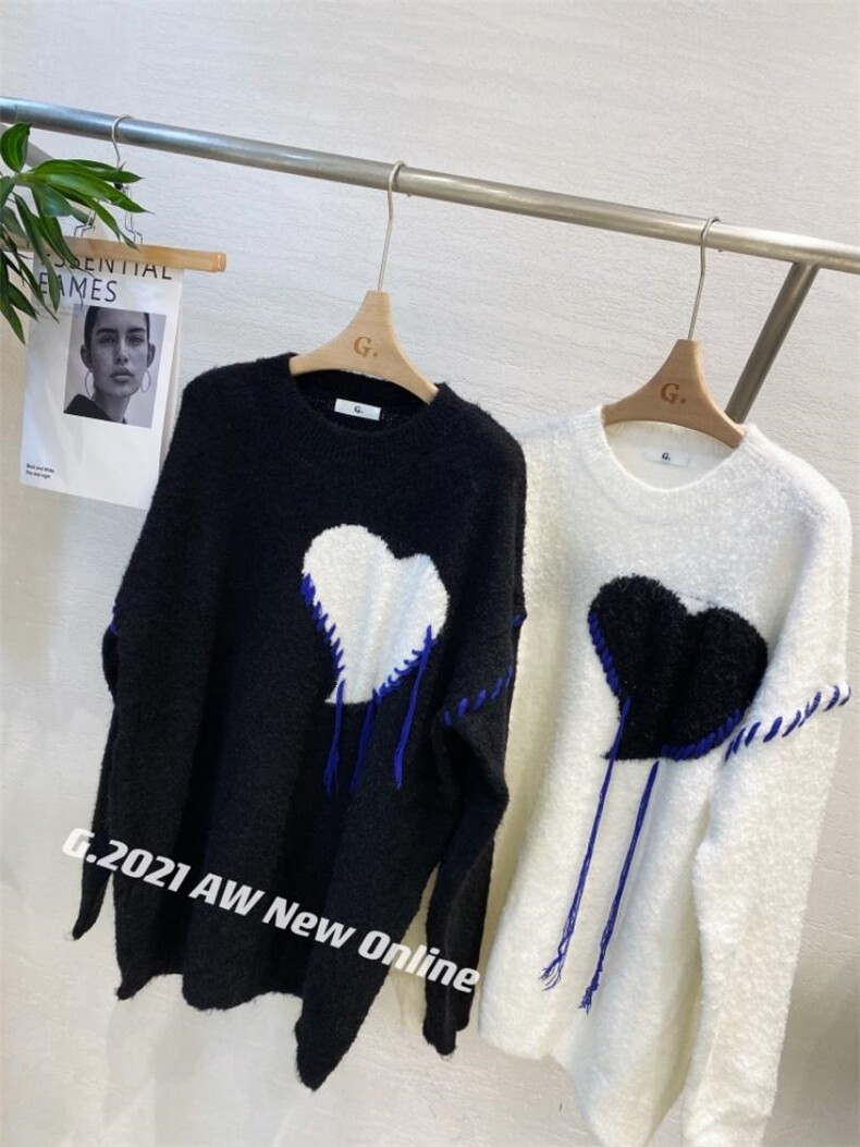 新款韩版爱心针织毛衣现货，女装针织衫/毛衣，G