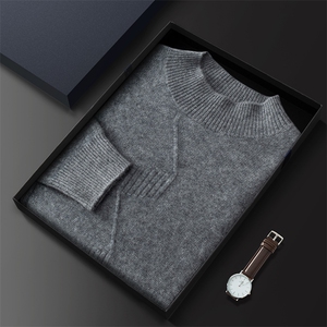 24秋冬新款山羊绒衫男圆领加厚打底衫纯针织毛衣男装图片