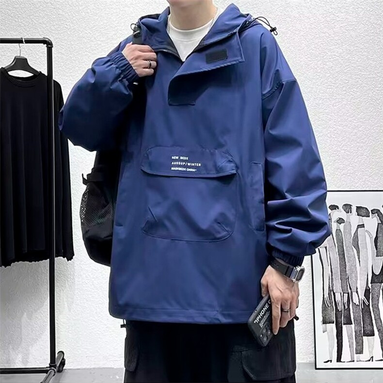半拉链套头冲锋衣外套男春秋美式机能风工装日系夹克JK6570-P55,男装夹克,星座208-5