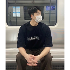 抖音得物210克现货宽松纯棉美式潮牌印花落肩袖纯棉T恤AT21125，男装T恤，电商A443