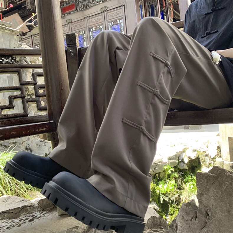 新中式风盘扣裤子夏季垂感长裤（现货）KK176-特P30控58,男装休闲裤,星座1213