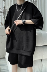 TZ83132/P65夏季新款提花短袖短裤t恤休闲宽松大码两件套套装男，男装休闲套装，电商A141
