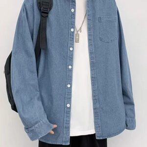 1101衬衫男生外套休闲百搭衬衣长袖白色高级感上衣图片