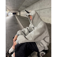25美式拼接铆钉杜宾犬耳朵连帽卫衣WY51-P98，男装卫衣，电商B288