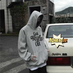 美式440克纽扣花体字母印花连帽卫衣秋冬棉套头外套GW01B-加绒P65图片