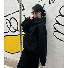 抖音得物高品质26春装美式高街重磅宽松结构高领连帽卫衣外套W60，女装短外套，电商A486