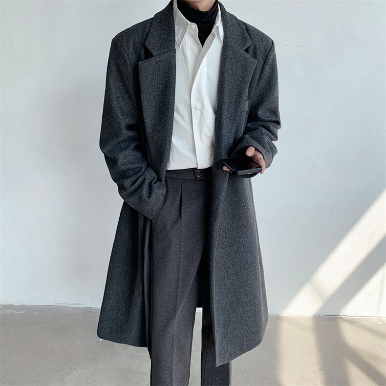 2024新款长款大码毛呢大衣秋冬韩范英伦风衣外套DSA157B-J251-P98，男装风衣，电商A157B