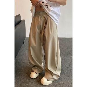 春夏美式复古通勤垂感黑色弯刀西裤男女直筒宽松潮牌阔腿休闲长裤图片