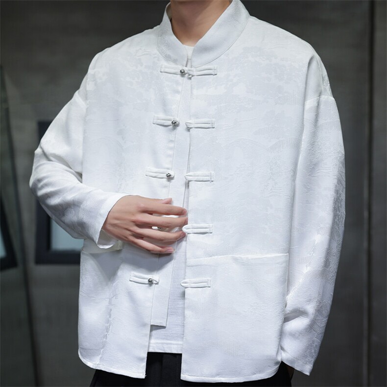 2025春季新款男装经典新中式衬衣汉服风唐装亮扣衬衫C169-P65,男装衬衫,电商B277(原6028)