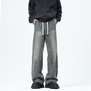 【主推现货S-4XL】水洗直筒牛仔裤男宽松长裤A080-8206-P65控88图片