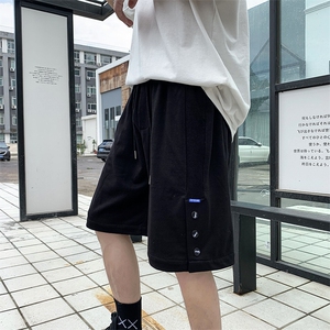 2021夏季潮牌ins运动五分短裤男宽松侧排扣休闲直筒601-1图片