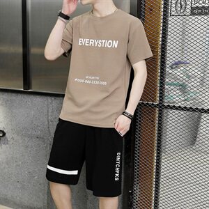 短裤男士2021新款夏装运动休闲宽松中裤韩版短袖t恤套装T722-P35图片