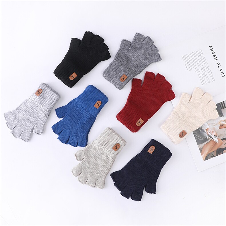 2025年时尚百搭通勤简约加厚保暖漏指手套，手套，天盛羊绒