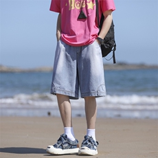 设计感牛仔短裤男夏季美式直筒宽松五分裤子DK836-特批-35，男装牛仔裤，星座718-1