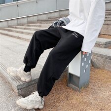秋冬新款港风加厚加绒宽松束脚潮字母印花休闲卫裤男1004-1WK521，男装休闲裤，星座715
