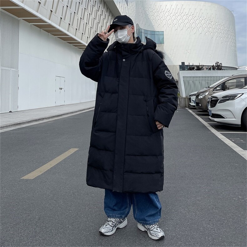 长款连帽保暖长款羽绒服纯色休闲宽松百搭潮流377-p125,男装羽绒服,星座1602B（原101B-1）
