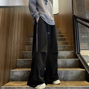 美式嘻哈运动裤春秋季潮牌垂感直筒拖地裤子男宽松阔腿休闲裤图片