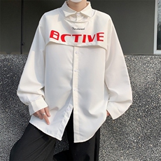 男装衬衫24春季韩版印花长袖衬衫男士痞帅衬衣XZ514-2-202413-P78，男装衬衫，星座514-2(原B239)