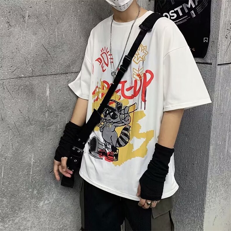 2023美式校园风短袖男设计感小众复古日系翻领t恤,男装T恤,星座716-4
