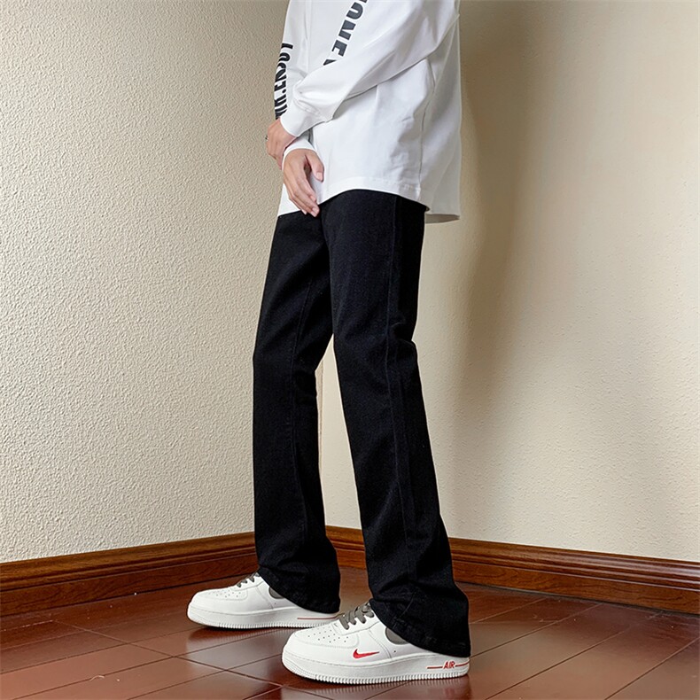 B221美式ins高街小众纯色百搭弹力微喇牛仔裤LK23010-P60控78,男装牛仔裤,电商B221