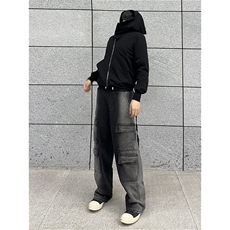 B221美式ins高街重工艺宽松做旧工装牛仔裤子LK23143-P80控108，男装牛仔裤，电商B221