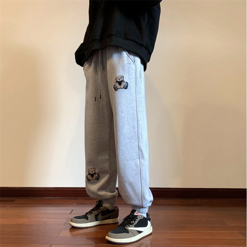 2023小熊刺绣加绒加厚保暖棉裤潮流束脚裤A316-1-K1057p65控78,男装棉衣,星座906（原电商a316-1）