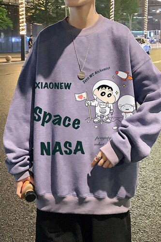 卫衣男春季美式重磅潮牌潮流宽松圆领上衣oversize大码长袖打底衫,男装卫衣,电商B371