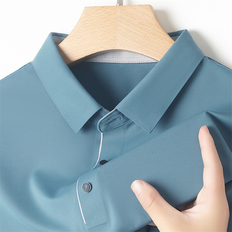 冰丝凉感Polo衫中青年男士夏季薄款休闲短袖T恤男装纯色百搭上衣图片