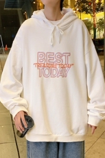 WY2181-P35加绒款-P40纯棉连帽卫衣男大码运动帽衫宽松薄外套男，男装卫衣，电商A040