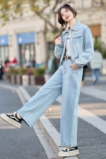 2025年春季新款牛仔套装两件套气质休闲通勤套装女，女装套装/套裙，1C080