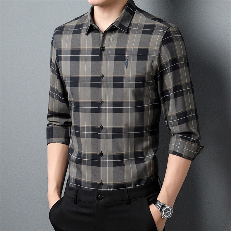 BJ22328钱塘2020-2春秋新款百搭时尚休闲帅气中年男士长袖tx恤P72,男装衬衫,钱塘207-2