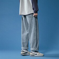 秋港风新品潮男宽松牛仔裤直筒男女阔腿九分裤港风老爹裤kz95-p35,男装牛仔裤,星座1008-2